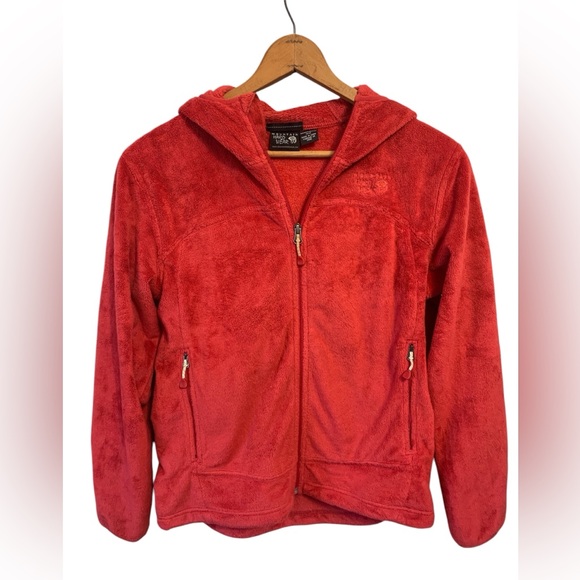 Mountain Hardware Jacket Womens Medium Red Full‎ Zip Fleece Fuzzy Shirt Jacket - Picture 1 of 3